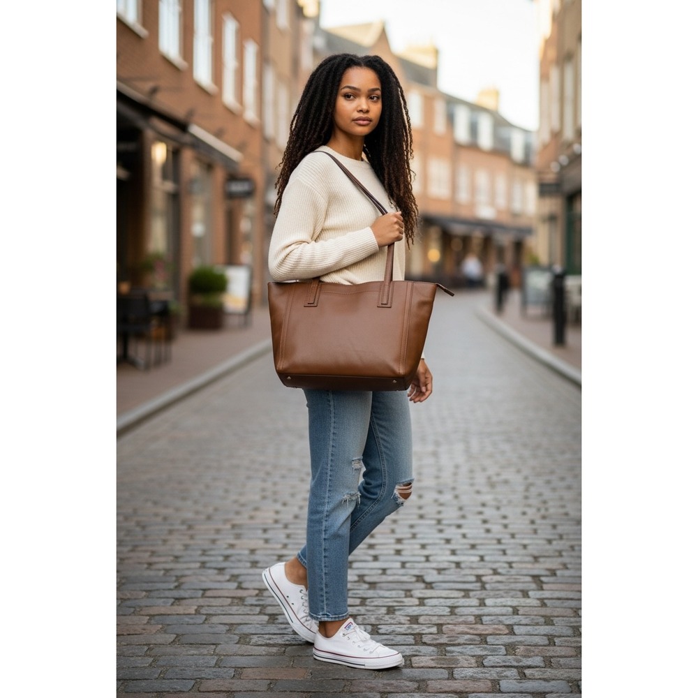 Fossil Felicity Brown Leather Tote Bag Women Shoulder Bag ZB7757